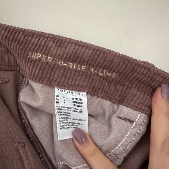 American Eagle super hi-rise a-line corduroy zipper front skirt - Picture 4 of 6